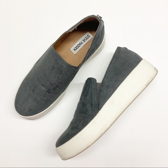 gray steve madden slip ons